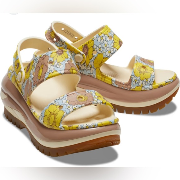 Crocs Classic Mega Crush Retro Floral Sandals Women’s Sz 8 - Picture 1 of 11